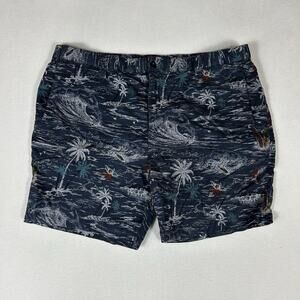 Lucky Brand Linen Blend Chino Shorts Men's Size 38 Blue Beach Surfing Drawstring